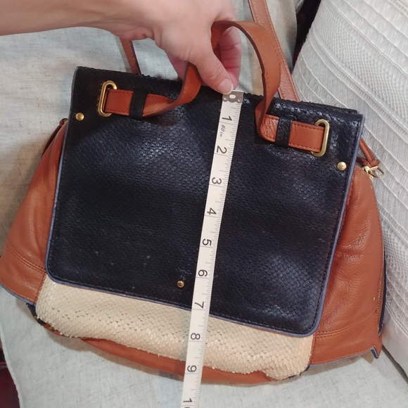 Jerome Dreyfuss "Johan" tricolor genuine python & leather crossbody satchel - Picture 9 of 16